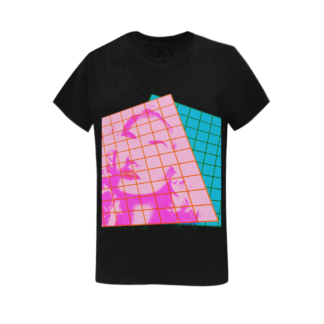 Vaporwave Retro Grid Woman Shirt Blue Pink