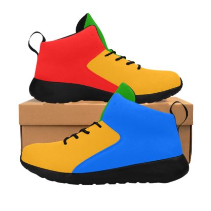 90s red blue yellow green color block basketball shoes