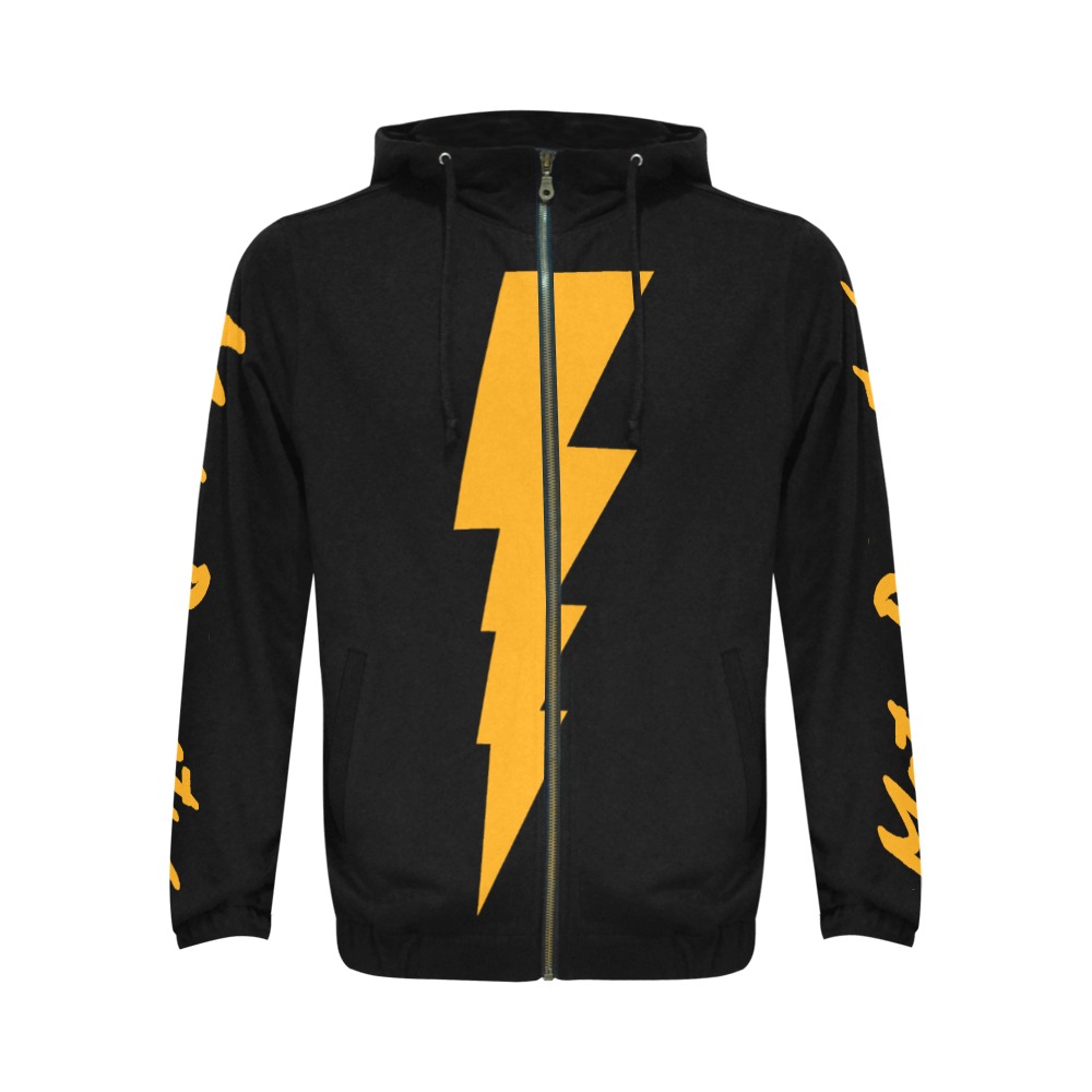 Lightning Kaminari Style Invert Zip Hoodie for Men - Moto Perpetua
