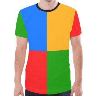 90s Color Block All Over Print T-shirt for Men