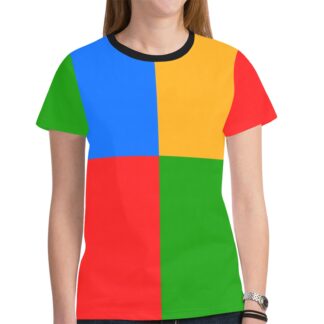 90's Color Block All Over Print T-shirt for Women